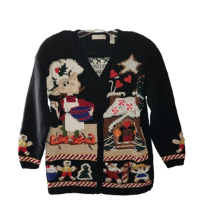 Lord and taylor Vintage Gingerbread House Christmas embroidered beaded cardigan